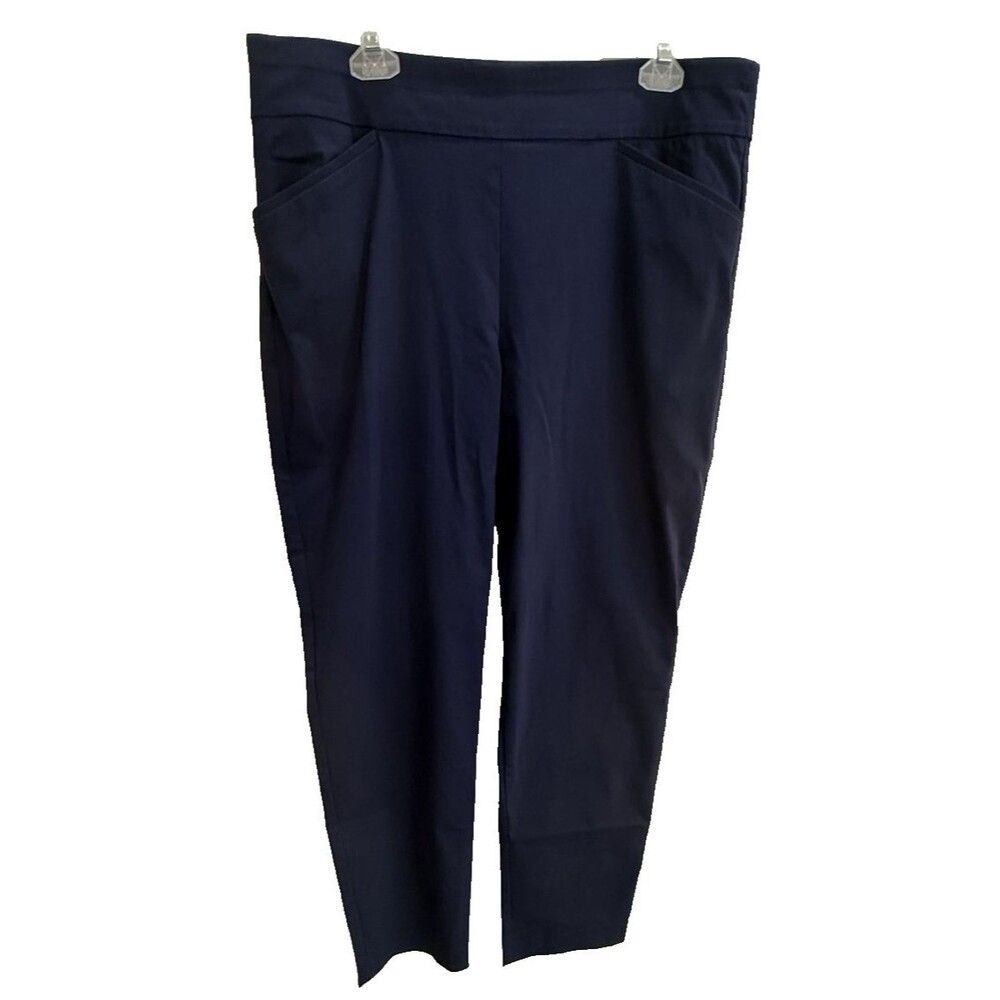 Chico's 3 Women's Josie Slim Regular Pants Perfect Stretch Blue Flat Front Sz 16